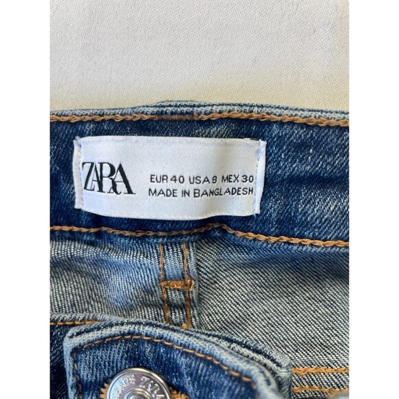 Zara Skinny Jeans Womens Size 8 Blue Medium Wash Denim Distressed Casual Pockets - Picture 3 of 6